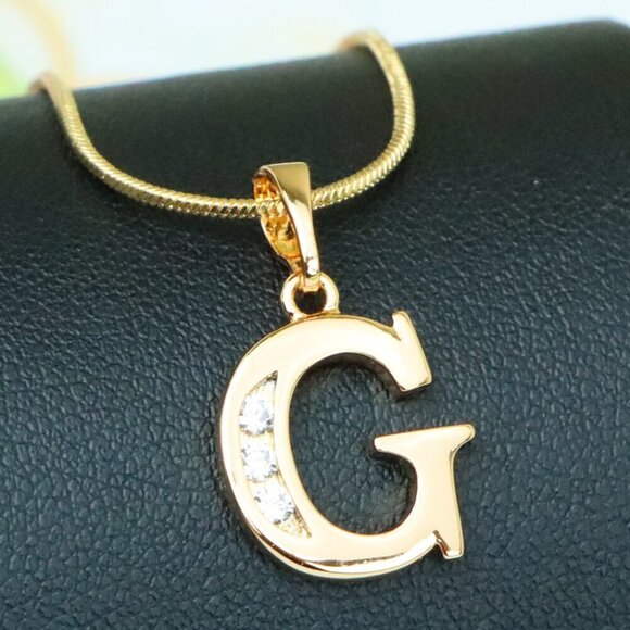 "Rose Gold Letter G Pendant with Crystals – 18K Gold Plated Charm, XPPT1356 - Picture 1 of 13